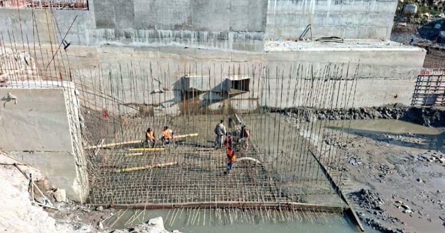 Reinforcement works at the dam structure
